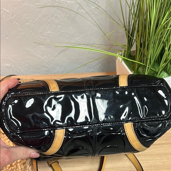 Coach Black and Tan Tote with Signature Monogram - Picture 5 of 13